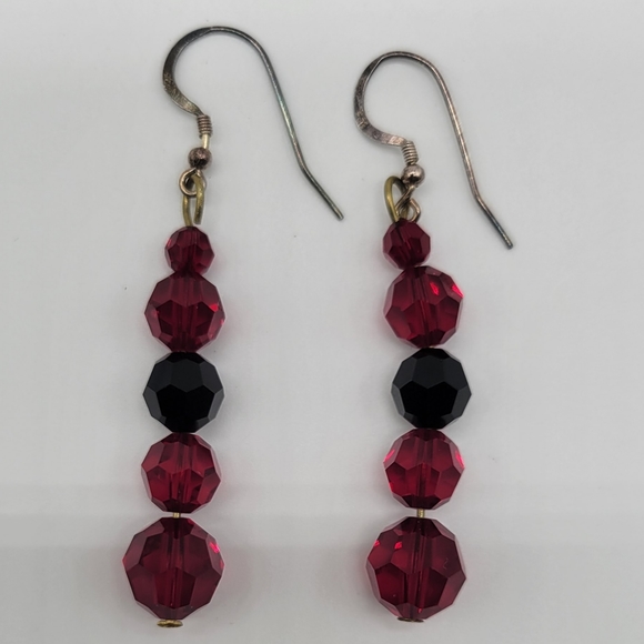 Red Crystal Bead Earrings - Picture 2 of 6
